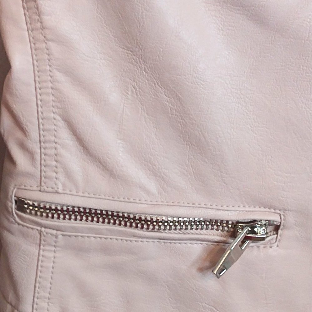 BLANK NYC PINK ZIPPERED FASHION MOTO LEATHER JACKET - SIZE XS - Picture 7 of 8